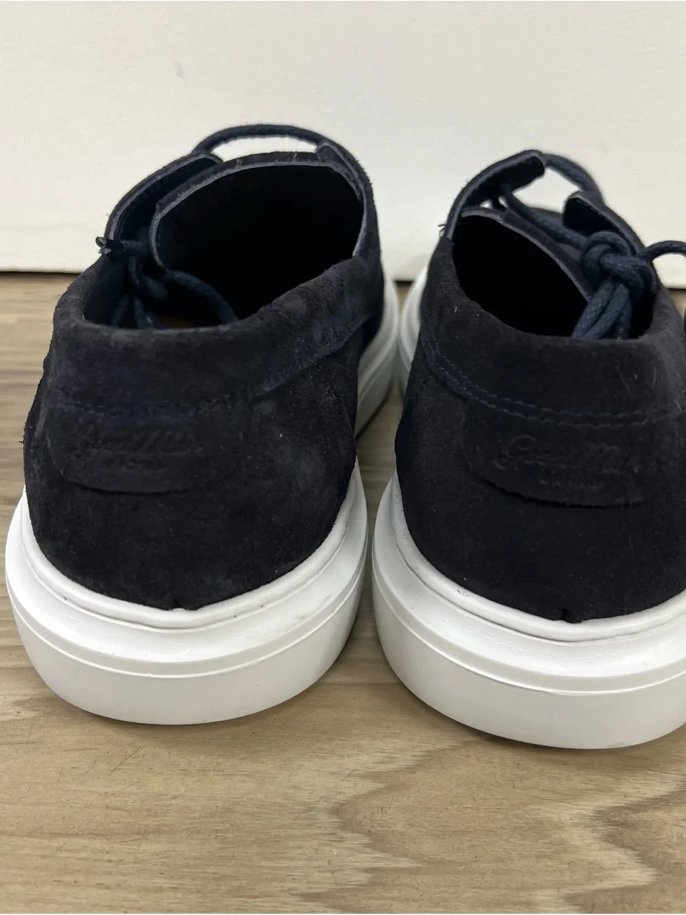 The Good Man Brand Portland Boat Shoe Suede Navy Blue Made In Italy Men 8.5 NWOB